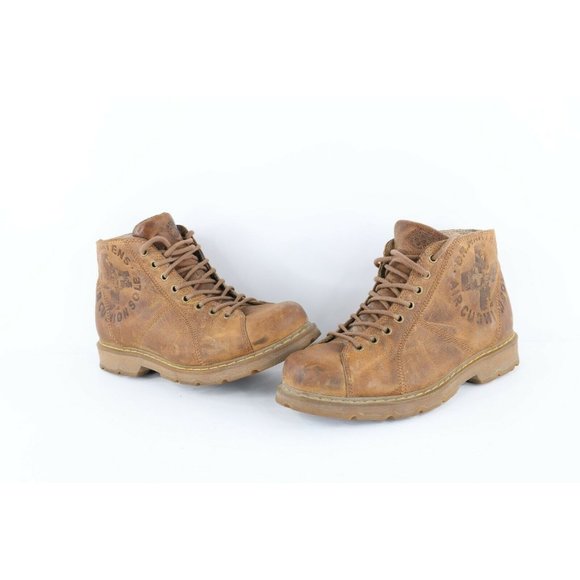 Vintage Dr Martens Mens 11 Distressed Leather Big Logo Ankle Chukkas Boots Brown